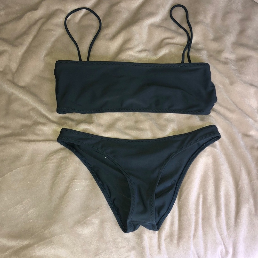 White fox boutique slate grey bikini TOP